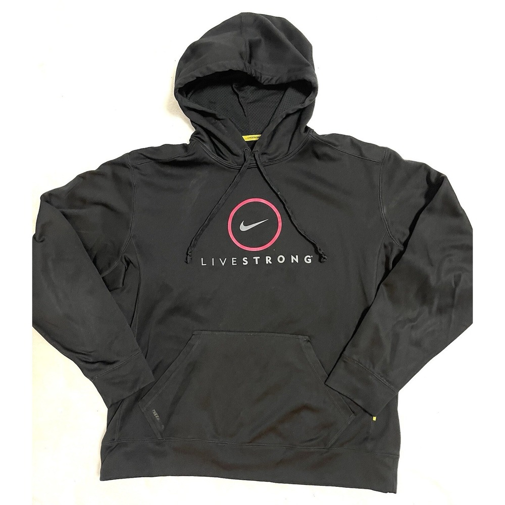 Nike Hoodie Livestrong Sweatshirt Pullover Size Large Swoosh Therma Fit Adult